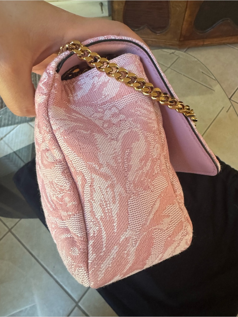 Versace Pink Quilted Jacquard Shoulder Bag - Picture 4 of 13